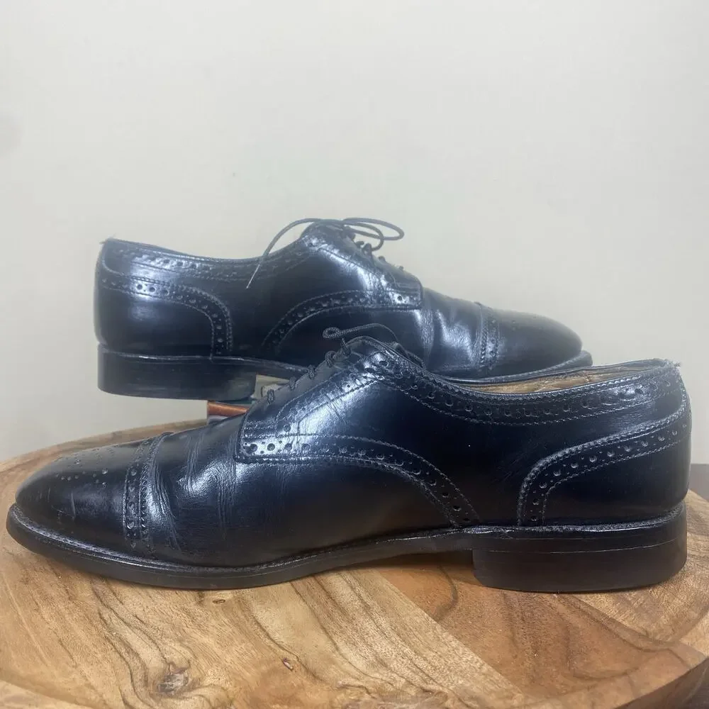 Allen Edmonds Sanford Mens Black Size 9.5 Leather Oxford‎ Cap Toe Dress Shoes